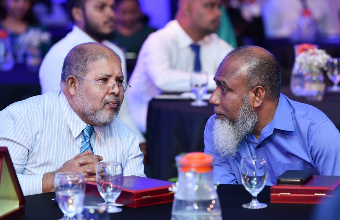 މާލެ: ޖުލައި 7، 2019- އެމްއެމްއޭ އަށް 38 އަހަރު ފުރުން ފާހަގަކުރުމުގެ ގޮތުން ދަރުބާރުގޭގައި ބޭއްވި ރަސްމިއްޔާތުގެ ތެރެއިން.---ފޮޓޯ: ހުސައިން ވަހީދު/ މިހާރު