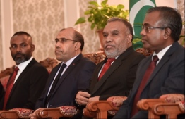 (R-L): Chief Justice Dr Ahmed Abdulla Didi, Judge Ahmed Areef, Judge Adam Mohamed Abdulla, and Judge Abdulla Didi of the Supreme Court. PHOTO/MIHAARU