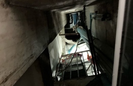 The elevator shaft through which the 76-year-old woman fell. PHOTO: POLICE