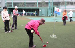 Sporting programme for the elderly, 'Ground Golf' to commence in Male' City and reclaimed suburb Hulhumale'. PHOTO: SHINAGAWA CITY NEWS.