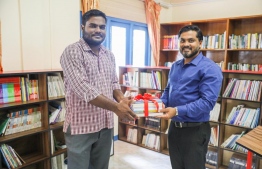 During the opening of Maaenboodhoo School library. PHOTO: BML