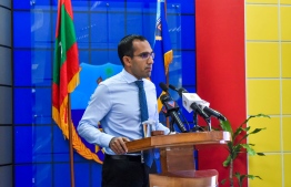 Minister of Communication, Science and Technology Maleeh Jamaal speaking at the ceremony held at Customs Headquarters, inspired by UNESCO's World Youth Skills Day. PHOTO: TVET AUTHORITY