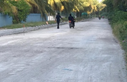 Road cleared for pavement construction in Fuvahmulah. PHOTO: MIHAARU