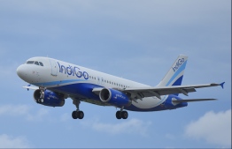 India-based 'IndiGo' airline have commenced two weekly flights from Kochin to Maldives. PHOTO: HUSSAIN WAHEED / MIHAARU