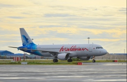 A flight of national airline Maldivian on the runway of Velana International Airport. The airline brought back 100 Maldivians from Colombo, Sri Lanka. PHOTO: HUSSAIN WAHEED/MIHAARU