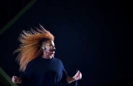 US singer Janet Jackson performs on stage during the Jeddah World music Festival on July 18, 2019, at the King Abdullah Sports City in the coastal city of Jeddah. - US Pop icon Janet Jackson and US rapper 50 Cent are among musicians set to perform in Saudi Arabia, organisers said on July 17, 2019, after US rapper Nicki Minaj pulled out in a show of support for women's rights. (Photo by AMER HILABI / AFP)