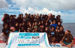 Participants of the PADI Women's Dive Day 2019 event held in Maldives. PHOTO/MOODHU GOYYE