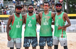 The male beach volleyball team that competed in the Indian Ocean Island Games (IOIG). PHOTO: NISHAN ALI/ MIHAARU