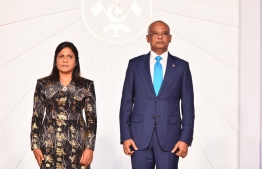 President Ibrahim Mohamed Solih and First Lady Fazna Ahmed at the event held on the eve of Independence Day. PHOTO: PRESIDENTS OFFICE
