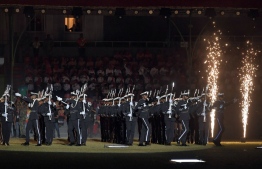 MNDF's silent drill act at the Independence Day celebrations. PHOTO: PRESIDENTS OFFICE