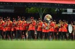 Maldives National Defence Force with its musical performances at the 54th Independence Day celebrations, on July 26, 2019. PHOTO: HUSSAIN WAHEED / MIHAARU