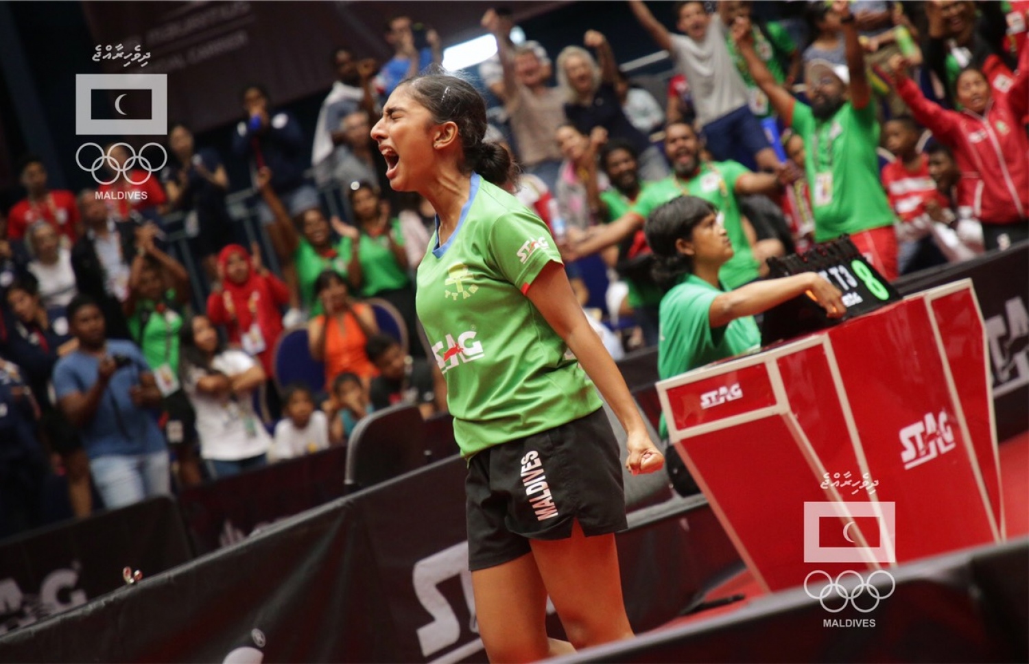 ސެމީ ފައިނަލް މެޗު ކާމިޔާބުކުރުމަށް ފަހު ރަފާ އުފާފާޅުކުރަނީ. –އެމްއޯސީ ފޮޓޯ: މުހައްމަދު ޝަރުހާން ވަހީދު