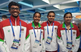 Maldivian team set the new national record at 18th FINA World Championship. PHOTO: SWIMMING ASSOCIATION OF MALDIVES