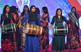 Faiymini Bodu Beru Group performing at Mihaaru Sports Awards. PHOTO: MIHAARU