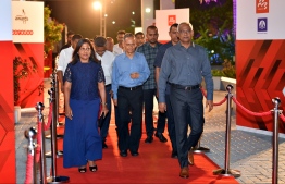 President Ibrahim Mohamed Solih and First Lady Fazna Ahmed arriving at the Mihaaru Awards. PHOTO: MIHAARU