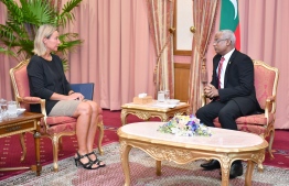 European Union's High Representative for Foreign Affairs and Security Policy Federica Mogherini and President Ibrahim Mohamed Solih. PHOTO: PRESIDENT'S OFFICE