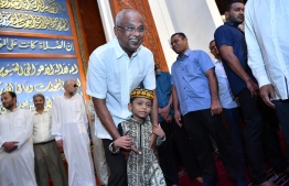 President Ibrahim Mohamed Solih wishing Eid greetings to the public following Eid prayers. PHOTO: PRESIDENT'S OFFICE