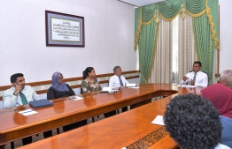Vice President Faisal Naseem holding a discussion with top government officials. PHOTO: PRESIDENT'S OFFICE