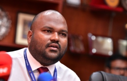 Tourism Minister Ali Waheed speaks at press conference. PHOTO: NISHAN ALI / MIHAARU