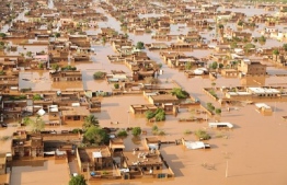 Arial view of a flooded village in Sudan. PHOTO: ATHAVAN NEWS