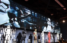 A Star Wars storm trooper display is pictured at the D23 Expo, billed as the "largest Disney fan event in the world," on August 23, 2019 at the Anaheim Convention Center in Anaheim, California. - Disney Plus will launch on November 12 and will compete with out streaming services such as Netflix, Amazon, HBO Now and soon Apple TV Plus. (Photo by Robyn Beck / AFP)