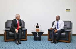 Non-Resident Ambassador of Singapore to Maldives Chua Thian Poh pays a farewell call to Minister of Foreign Affairs Abdulla Shahid. PHOTO: FOREIGN MINISTRY