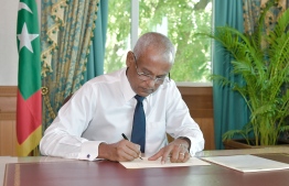 President Solih ratified amendments to National Social Health Insurance Scheme Act on Wednesday. PHOTO: PRESIDENT'S OFFICE
