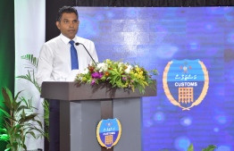 Vice President Faisal Naseem speaking at the 129th anniversary of Maldives Customs Service. PHOTO: PRESIDENTS OFFICE
