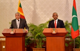 President Ibrahim Mohamed Solih and Sri Lankan Prime Minister Ranil Wickremesinghe deliver joint press statements. PHOTO: PRESIDENTS OFFICE