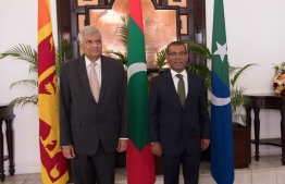 Sri Lanka Prime Minister Ranil Wickremesinghe (L) and Speaker of Parliament Mohamed Nasheed. PHOTO/MAJILIS