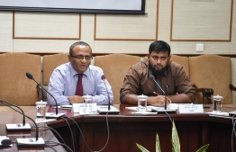 President of the Commission on Investigation of Murders and Enforced Disappearances Husnu al-Suood and member Misbaah Abbas at the parliament. PHOTO: PARLIAMENT SECRETARIAT