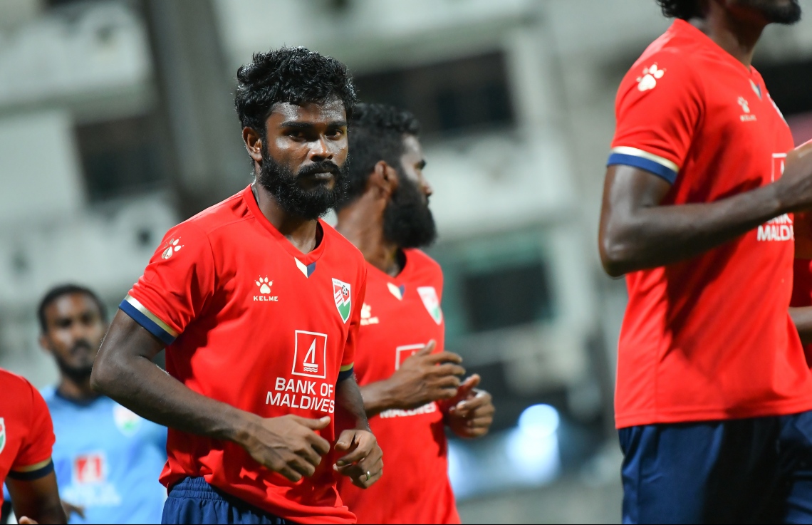 މާލެ: ސެޕްޓެމްބަރު 9، 2019: ވޯލްޑް ކަޕް ކޮލިފައިންގައި ދިވެހިރާއްޖެއާޢި ޗައިނާ ވާދަކުރާ މެޗުގެ ޕްރެކްޓިސް ފެށުން.-- ފޮޓޯ: ހުސައިން ވަހީދު /މިހާރު