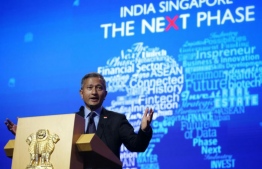 Singapore Foreign Minister speaking at India-Singapore: The Next Phase business and innovation summit. PHOTO: THE STRAITS TIMES