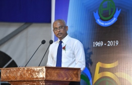 President Ibrahim Mohamed Solih attends the ceremony held to commemorate the Golden Jubilee of Alifushi School. PHOTO: PRESIDENT'S OFFICE