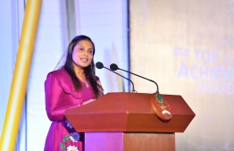Minister of Education Dr. Aishath Ali during a previously held O'Level Top Ten ceremony--