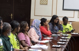 Members of parliament's Environment Committee meeting with 11 volunteers from the strike. PHOTO: SAVE MALDIVES