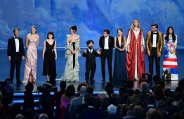 The cast of "Game of Thrones" speaks onstage during the 71st Emmy Awards at the Microsoft Theatre in Los Angeles on September 22, 2019. (Photo by Frederic J. BROWN / AFP)