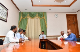 Vice President Faisal Naseem discusses the fuel storage, delivery and daily operations of fuel supplier companies with their representatives. PHOTO/PRESIDENT'S OFFICE