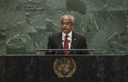 President Ibrahim Mohamed Solih addressing the 74th Session of the United Nations General Assembly, in New York City, United States of America. PHOTO: PRESIDENT'S OFFICE