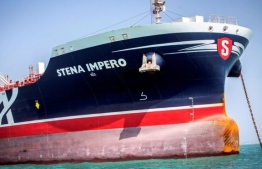 The British-flagged oil tanker Stena Impero, which had been held off the Iranian port of Bandar Abbas for more than two months, set sail on September 27, 2019. PHOTO/REUTERS