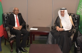 President Ibrahim Mohamed Solih meets Saudi Minister of Foreign Affairs Dr Ibrahim bin Abdulaziz Al-Assaf in New York. PHOTO/PRESIDENT'S OFFICE