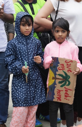 Two young girls at the Climate Strike held on Friday at Hulhumale' PHOTO: HAWWA AMAANY/ THE EDITION