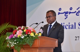 Chief Justice Dr Ahmed Abdulla Didi speaks at the judicial symposium on family justice. PHOTO: MIHAARU