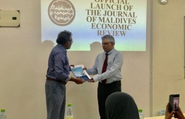 Photograph taken at the launching ceremony of the Maldives Economic Review. PHOTO: MIHAARU