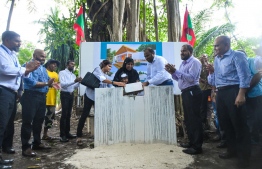 During the ceremony held to lay the foundation for cultural center in Raa Atoll. PHOTO: HUSSAIN WAHEED / MIHAARU