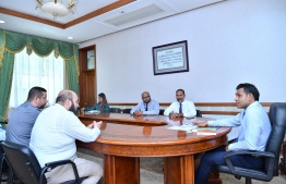 Vice President Faisal Naseem and Home Minister Imran Abdulla meet top officials from the Turkish Green Crescent Society. PHOTO: PRESIDENT'S OFFICE
