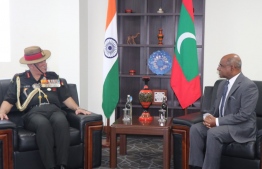 Minister of Foreign Affairs Abdulla Shahid and Indian Chief of the Army Staff (COAS) General Bipin Rawat. PHOTO: MINISTRY OF FOREIGN AFFAIRS