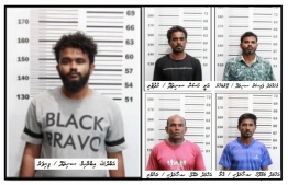 The five suspects arrested over possession of six kilograms of narcotics. Criminal Court released three of them on Monday. PHOTO: MIHAARU FILES