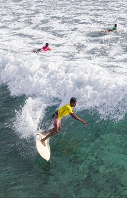 Surfers at the 3rd Soneva Surf Pro Competition, hosted in Baa Atoll this year. PHOTO: HAWWA AMAANY ABDULLA / THE EDITION
