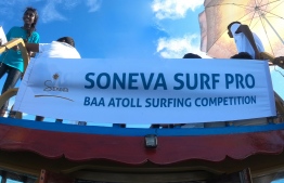Soneva team and surfers at the 3rd Soneva Surf Pro Competition, hosted in Baa Atoll this year. PHOTO: HAWWA AMAANY ABDULLA / THE EDITION
